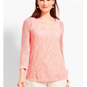 NWT Talbot's Womens 3X Mesh Sweater Space-Dye Side-Tie Pink Coral
